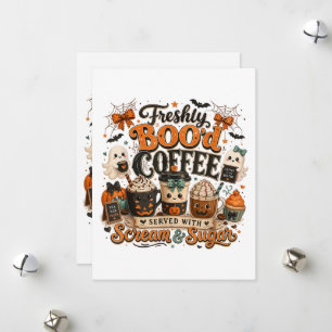 Cute Spooky Ghost Coffee Lover Halloween Holiday Card