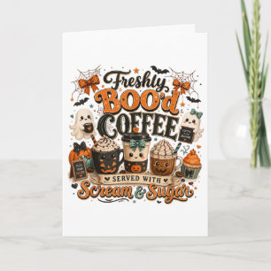 Cute Spooky Ghost Coffee Lover Halloween Holiday Card