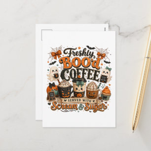 Cute Spooky Ghost Coffee Lover Halloween Holiday Postcard