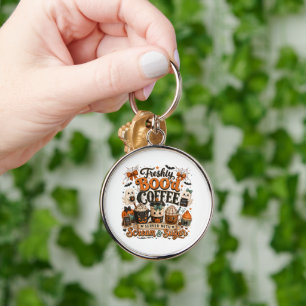 Cute Spooky Ghost Coffee Lover Halloween Key Ring