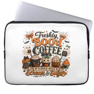 Cute Spooky Ghost Coffee Lover Halloween Laptop Sleeve