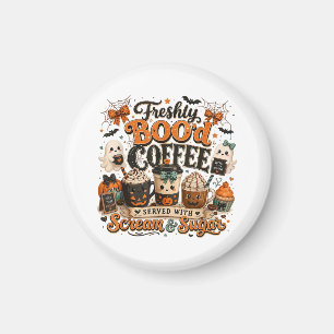 Cute Spooky Ghost Coffee Lover Halloween Magnet