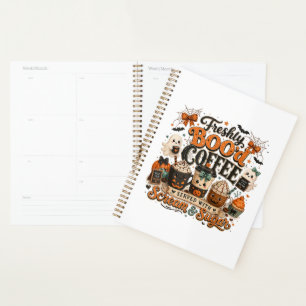 Cute Spooky Ghost Coffee Lover Halloween Planner