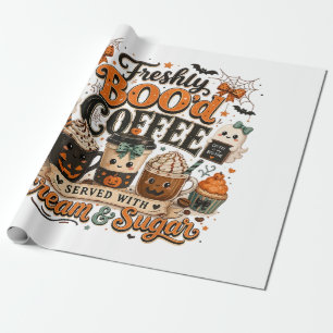Cute Spooky Ghost Coffee Lover Halloween Wrapping Paper