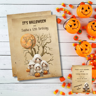 Cute Spooky Ghost Trick or Treat Family Invitation