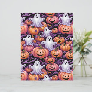 Cute Spooky Ghosts & Jack-o'-Lantern Pattern Paper