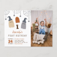 Cute Spooky Ghosts Spiders First Birthday Photo