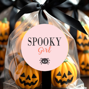 Cute Spooky Girl Family Halloween Spider Classic Round Sticker