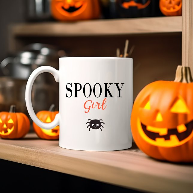 Cute Spooky Girl Family Halloween Spider Two-Tone Coffee Mug (Creator Uploaded)