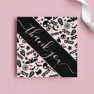Cute & Spooky Girly Halloween Boo Thank You Creepy Square Business Card