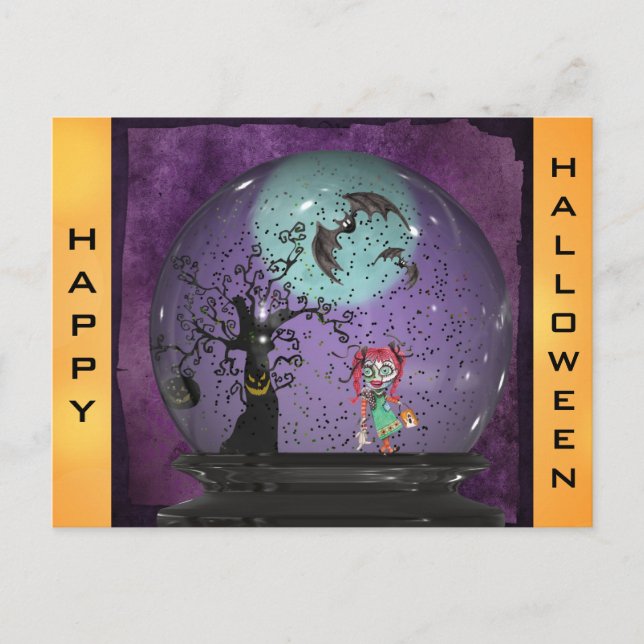 Cute Spooky Gothic Halloween Postcard (Front)