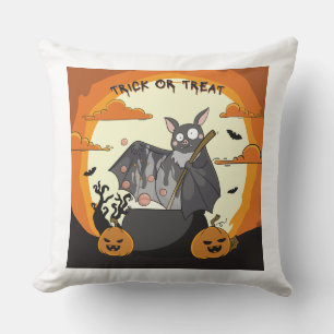 Cute Spooky Halloween Bat Party Cushion