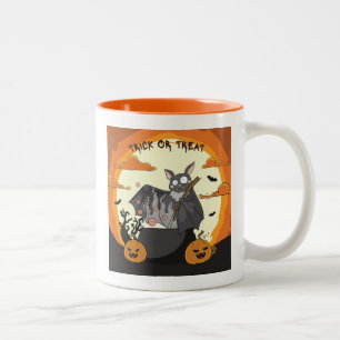 Cute Spooky Halloween Bat Party Two-Tone Coffee Mug