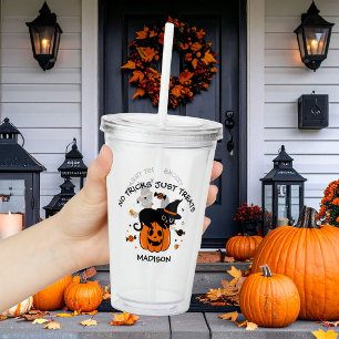 Cute Spooky Halloween Black and Orange Acrylic Tumbler