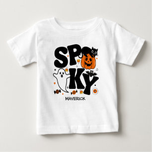 Cute Spooky Halloween Black and Orange Baby T-Shirt