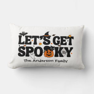 Cute Spooky Halloween Black and Orange Lumbar Cushion