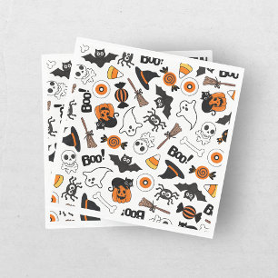 Cute Spooky Halloween Black and Orange Napkin