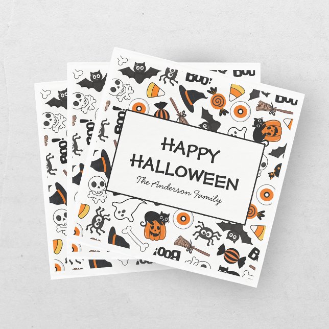 Cute Spooky Halloween Black and Orange Napkin (Creator Uploaded)