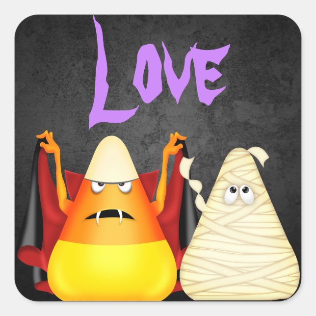 Cute Spooky Halloween Candy Corn LOVE Stickers (Front)