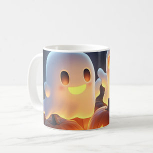 Cute Spooky Halloween Cartoon Ghosts Glowing Pumpk Coffee Mug
