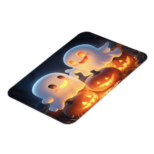 Cute Spooky Halloween Cartoon Ghosts Glowing Pumpk Magnet