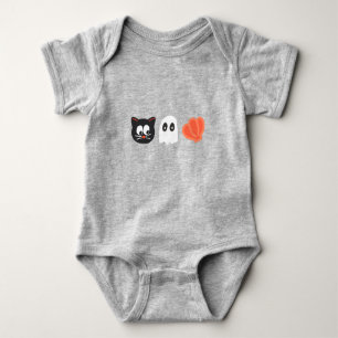 Cute Spooky Halloween Cat Ghost Seashell Trio Baby Bodysuit