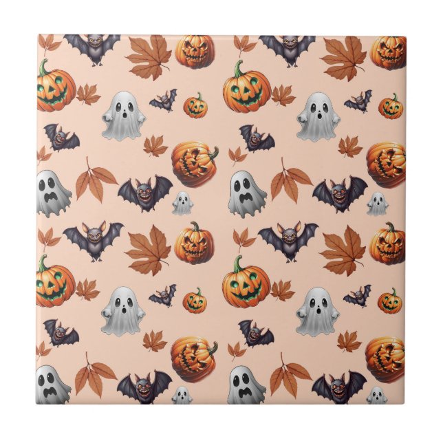 Cute Spooky Halloween Fall  Ceramic Tile (Front)