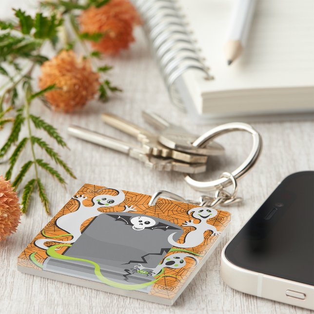 Cute Spooky Halloween Ghosts and Tombstone Key Ring (Creator Uploaded)