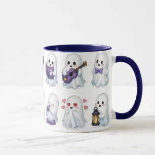 Cute Spooky Halloween Ghosts Pattern Two-Tone Coff Mug