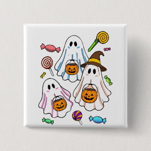 Cute Spooky Halloween Ghosts & Trick or Treat Swee 15 Cm Square Badge