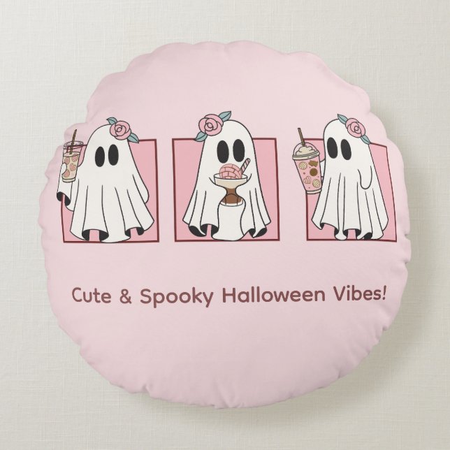 Cute & Spooky Halloween Kawaii Party Round Cushion (Front)