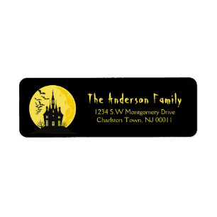 Cute Spooky Halloween Moon light Haunted House Return Address Label