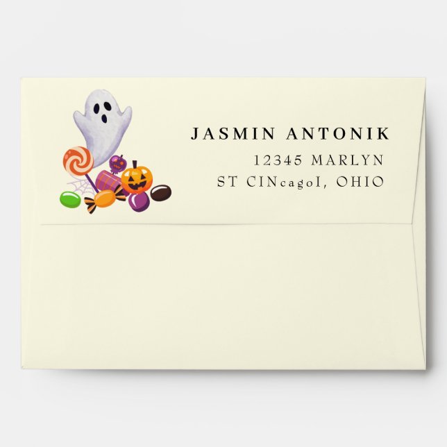 Cute Spooky Halloween Party Invitation Envelope (Back (Top Flap))