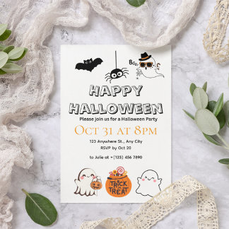 Cute & Spooky Halloween Party Invitations