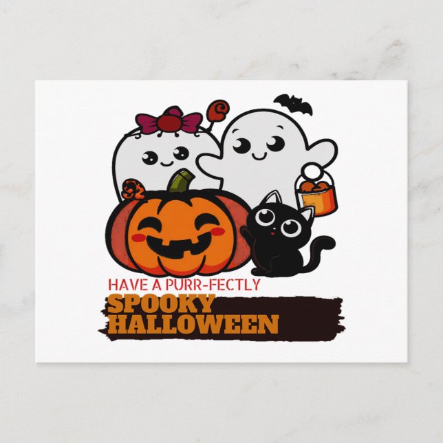 Cute Spooky Halloween Postcard (Front)