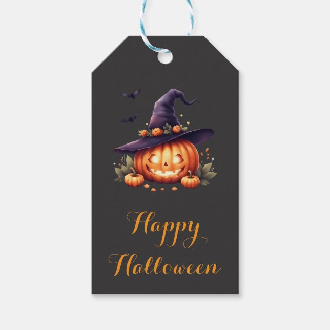 Cute Spooky Halloween – Pumpkin  Gift Tags (Front)