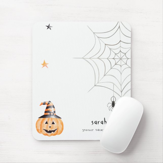 Cute Spooky Halloween Pumpkin Spider Web Stars Mouse Pad (With Mouse)