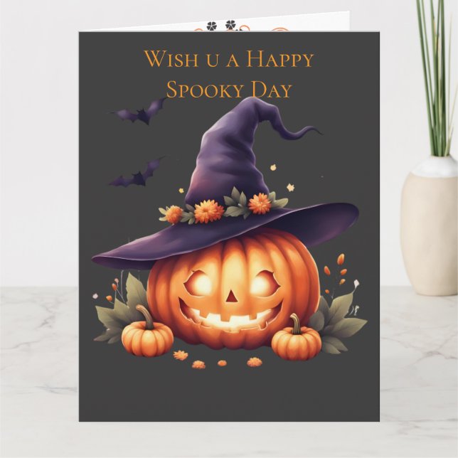 Cute Spooky Halloween Sticker – Pumpkin  Card (Front)