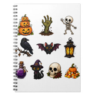 Cute & Spooky Halloween Stickers Sheet – Pumpkins, Notebook