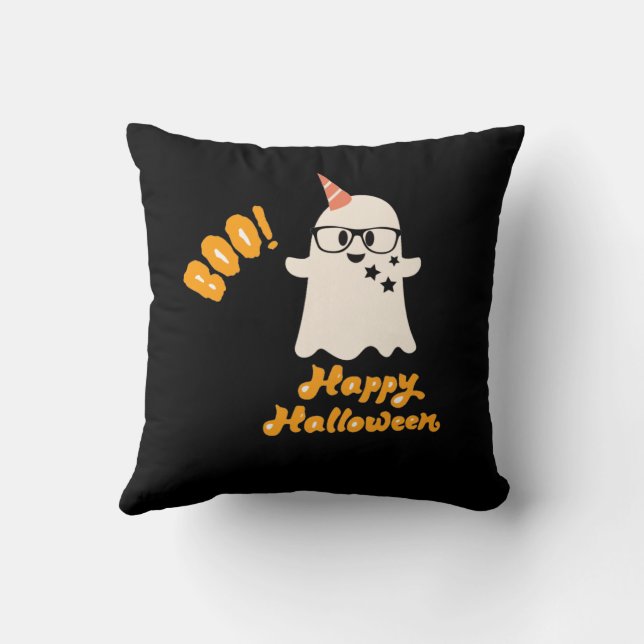Cute spooky halloween Throw Pillow (Back)