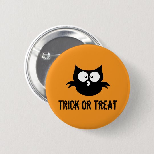 Cute Spooky Halloween Trick or Treat Black Owl 6 Cm Round Badge