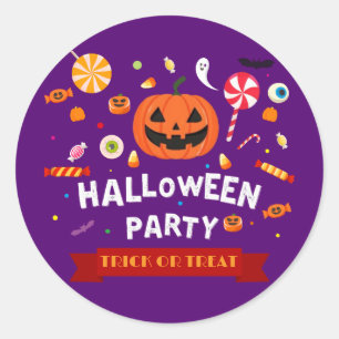 Cute & Spooky! Halloween Trick or Treat Party Stic Classic Round Sticker