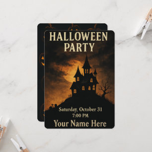 Cute Spooky Haunted House - Halloween Invitation