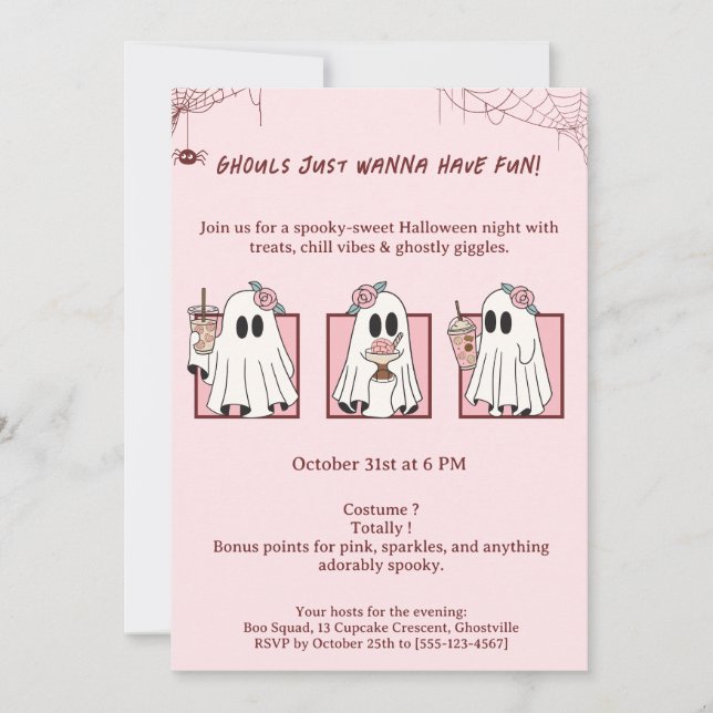 Cute & Spooky Kawaii Halloween Party Invitation (Front)
