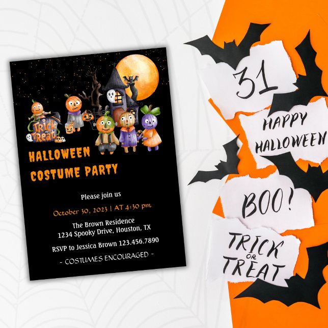 Cute Spooky Kids Costume Halloween Party Invitation (Creator Uploaded)