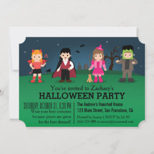 Cute Spooky Monsters Halloween Party Invitation