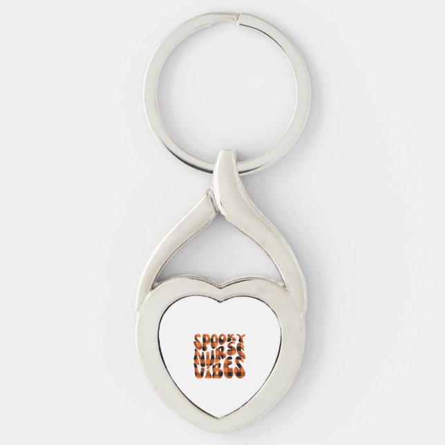 Cute Spooky Nurse Halloween Key Ring (Front)