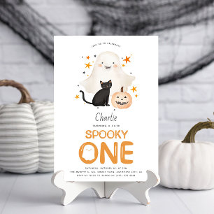 Cute Spooky ONE Ghost Halloween 1st Birthday  Invitation