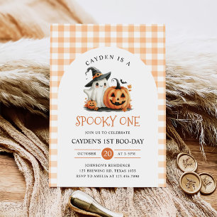 Cute Spooky One Halloween Ghost 1st Birthday Invitation