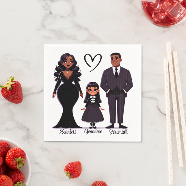 Cute & Spooky Personalised Family Halloween Napkin (Insitu)